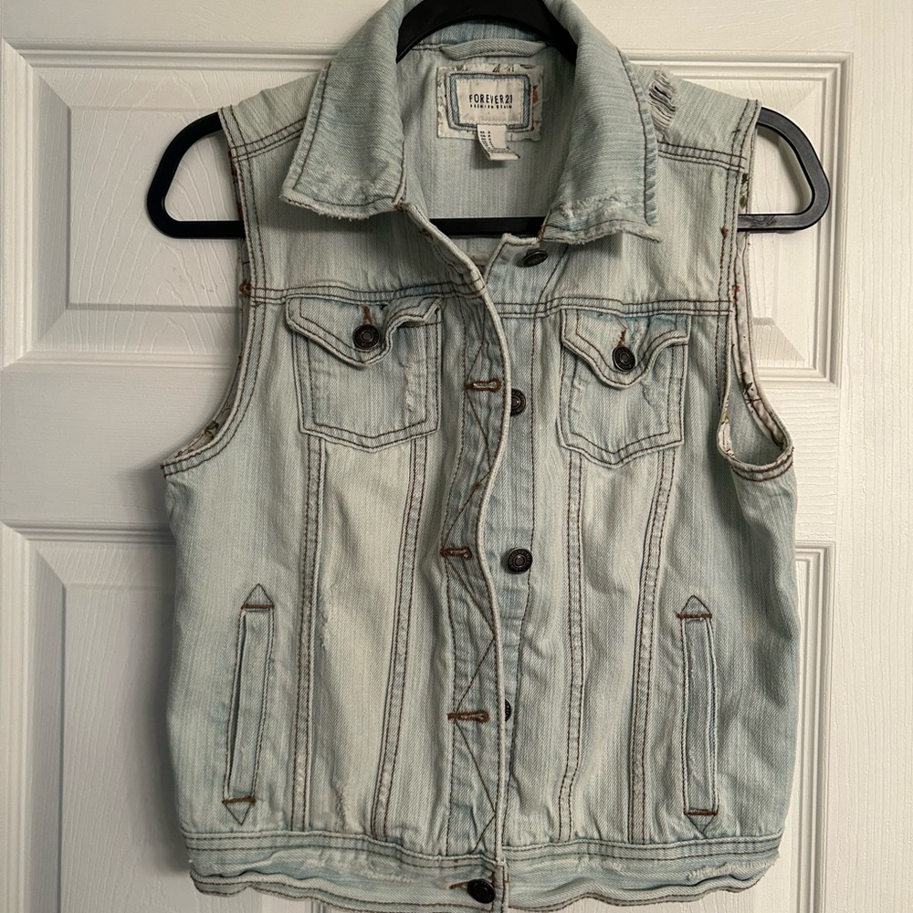 Forever 21 Y2K Light Blue Denim Vest